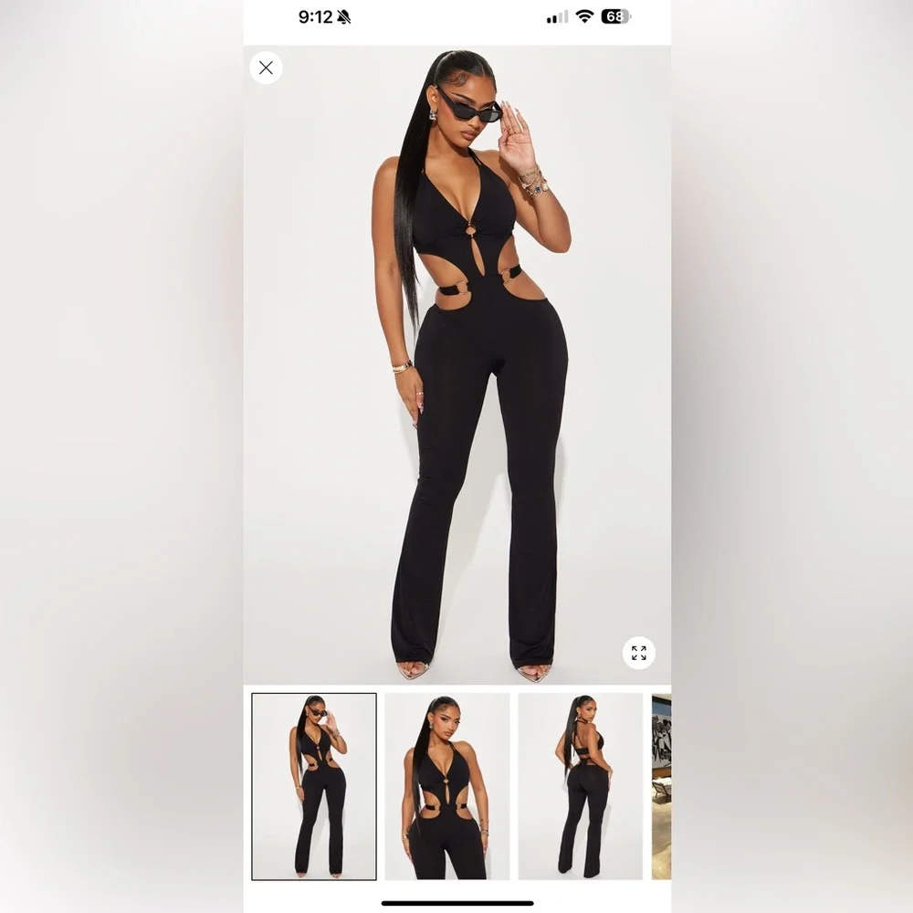 Fashion Nova Black Cutout Jumpsuit - Picture 1 of 2